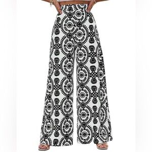 Elegant Black and White Patterned Women's Pants